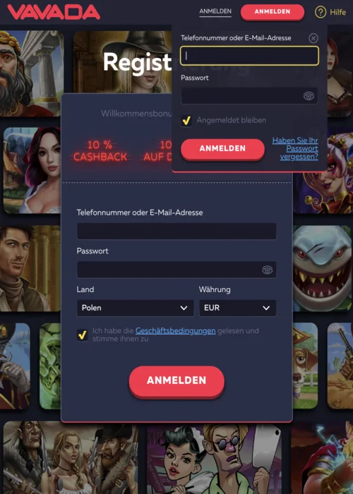 Anmeldung Vavada Casino<