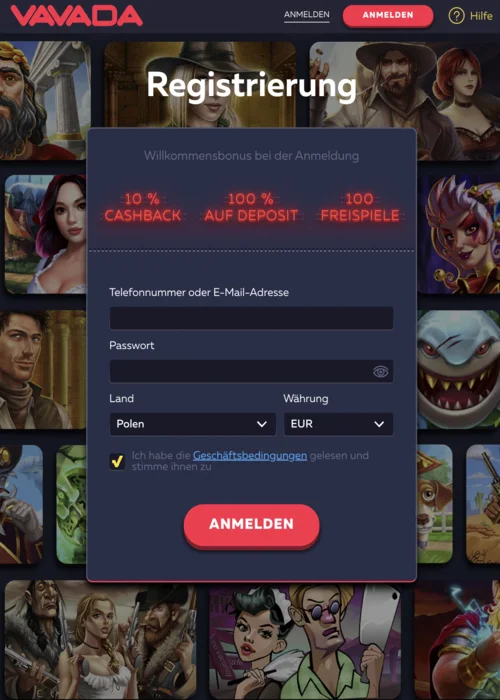 Konto bei Vavada Casino<